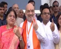 Union Home Minister Amit Shah Votes in Ahmedabad