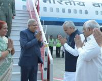 Vice President Jagdeep Dhankhar Arrives in Ahmedabad for RE-Invest Summit 2024