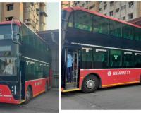 Surat: Double Decker Electric Bus Trial Run on Surat Streets Amid Election Atmosphere
