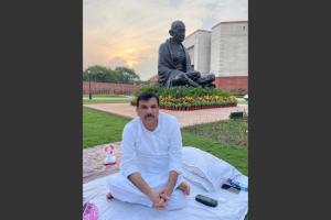 AAP's Sanjay Singh continues sit-in protest in Parliament premises