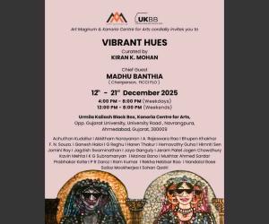 VIBRANT HUES group art exhibition from 12th-21st December 2025 at Urmila Kailash Black Box, Kanoria Centre for Arts Ahmedabad